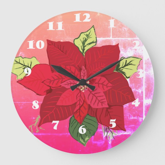 Reloj de pared floral para navidades (Anverso)