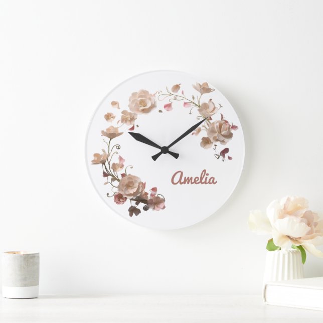 Reloj de pared floral personalizado (Hogar)