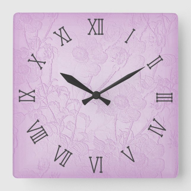 Reloj de pared floral rosa (Anverso)
