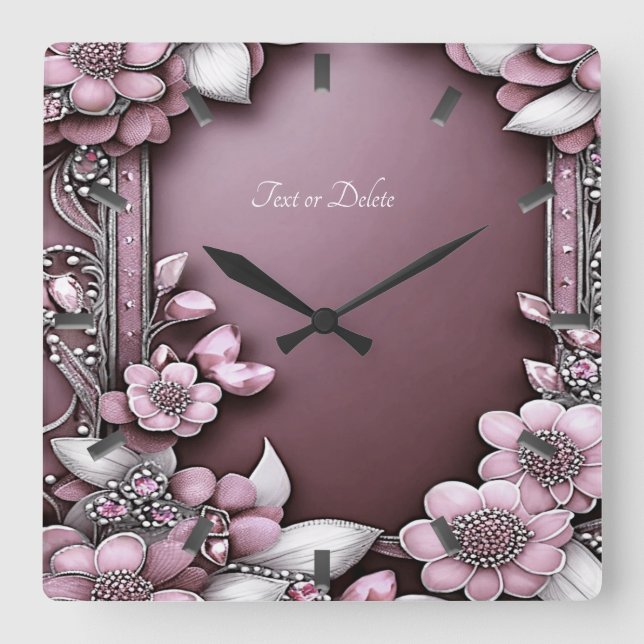 Reloj de pared floral rosa (Anverso)