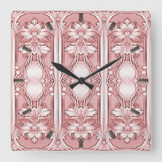 Reloj de pared floral rosa