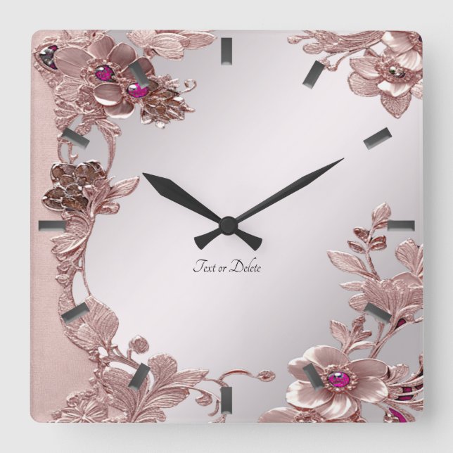 Reloj de pared floral rosa (Anverso)