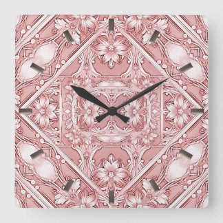 Reloj de pared floral rosa
