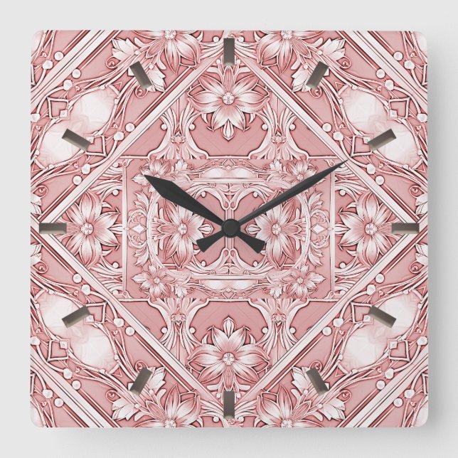 Reloj de pared floral rosa (Anverso)