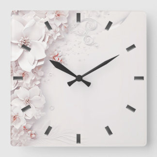 Reloj de pared floral rosa de Rubor de marfil