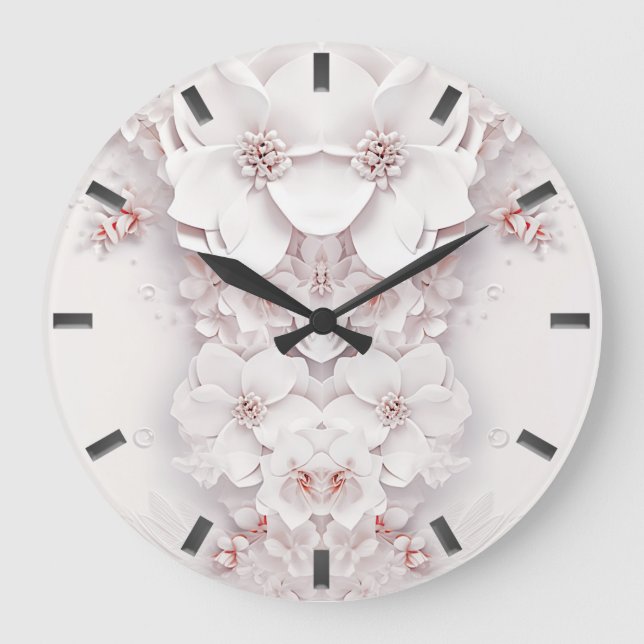 Reloj de pared floral rosa de Rubor de marfil (Anverso)