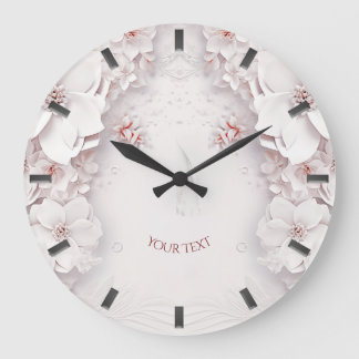Reloj de pared floral rosa de Rubor de marfil