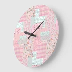 Reloj de pared floral rosa elegante Estética sua