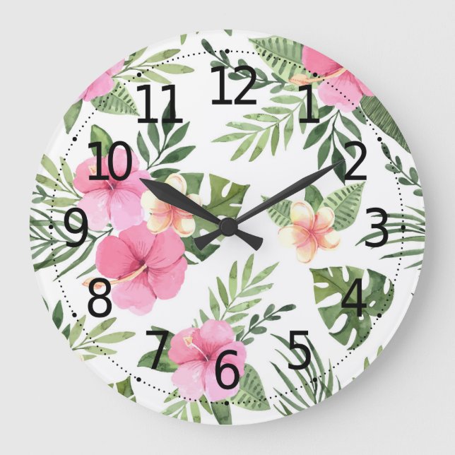 Reloj de pared floral tropical del verano simple (Anverso)