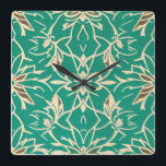 Reloj de pared floral verde azulado Art Deco<br><div class="desc">Perfecto para el amante del Art Deco.</div>