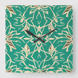 Reloj de pared floral Verde azulado Art Deco