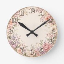 Reloj de pared floral vintage