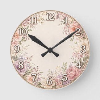 Reloj de pared floral vintage