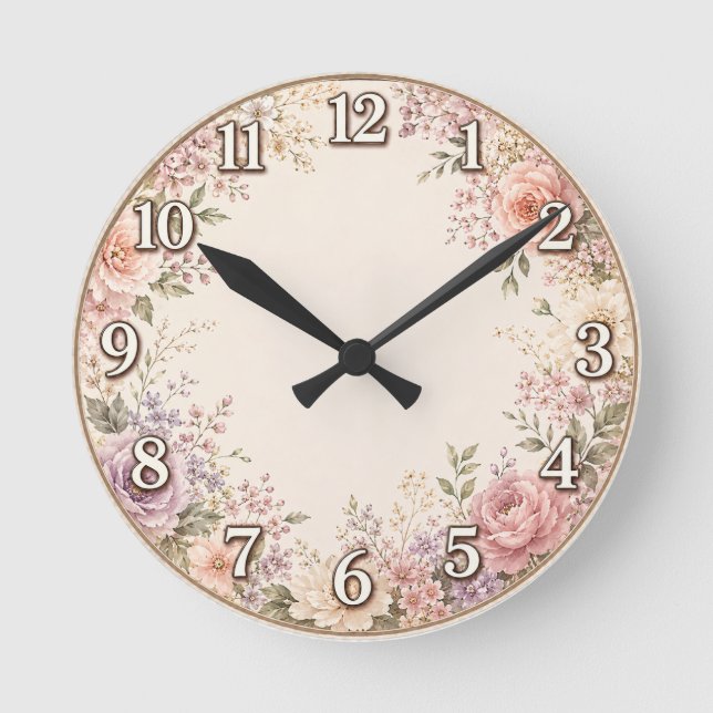 Reloj de pared floral vintage (Anverso)