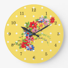 Reloj de pared floral vintage