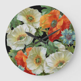 Reloj de pared floral vintage blanco y naranja ama