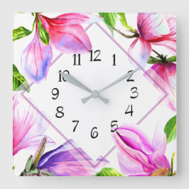 Reloj de pared floral violeta rosa y púrpura