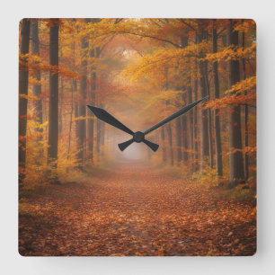 Reloj de pared forestal otoñal - Diseño natural ac
