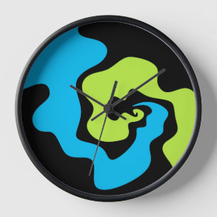Reloj De Pared Formas abstractas azules verdes negras elegantes y
