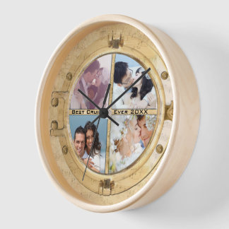 Reloj De Pared Foto de luna de miel en el ojo de buey de un barco