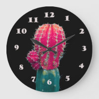 Reloj de pared fotográfica de Cactus rosado