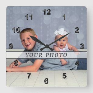Reloj de pared fotográfica personalizado, cuadrad