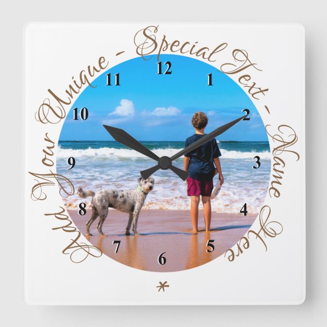 Reloj de pared fotográfica y texto Personalizado p (Anverso)