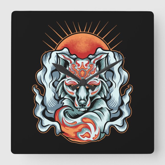 Reloj de pared Fox    KitsuneSquare (Anverso)