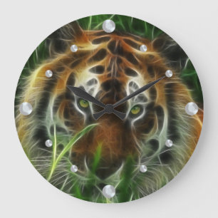 Reloj de pared fractal de tigre