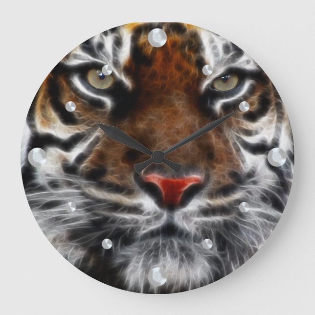Reloj de pared fractal del tigre de Bengala (Anverso)