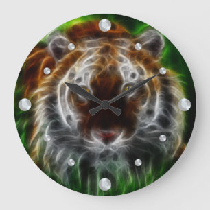 Reloj de pared fractal del tigre de Bengala