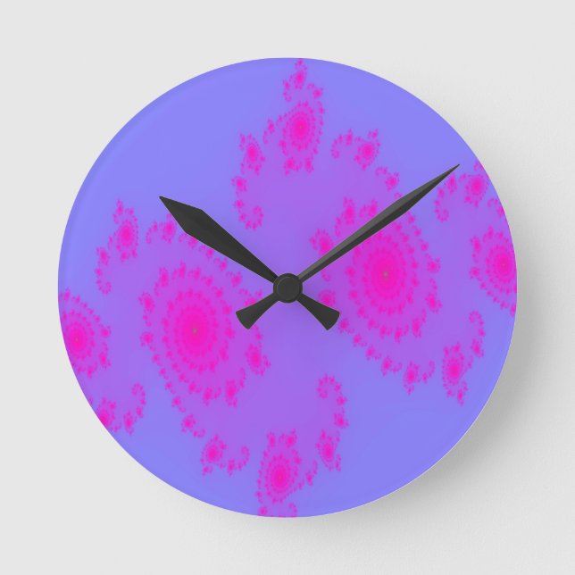 Reloj de pared fractal rosado (Anverso)