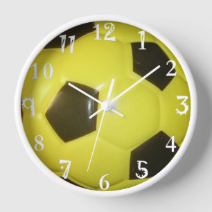 Reloj De Pared Fútbol dorado y amarillo.