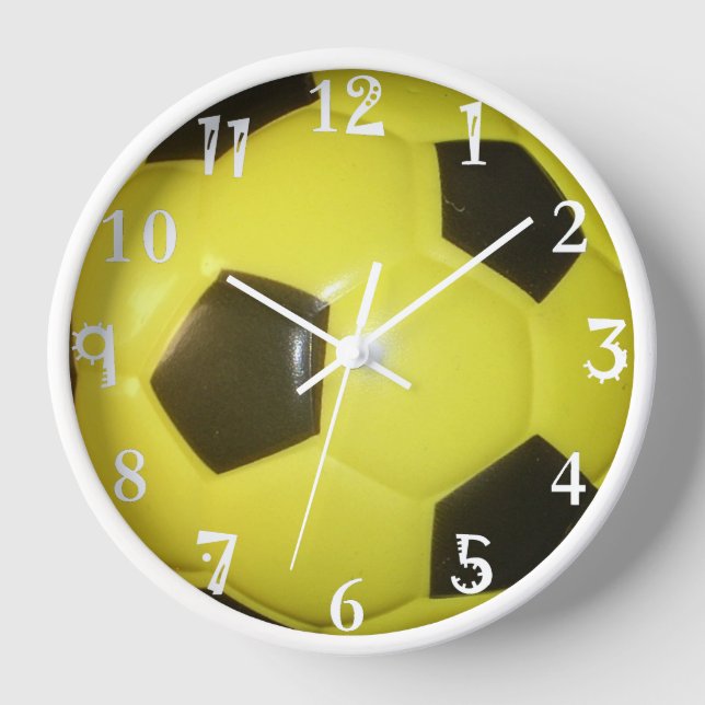 Reloj De Pared Fútbol dorado y amarillo. (Anverso)