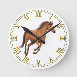 Reloj de pared galopante del caballo de bahía