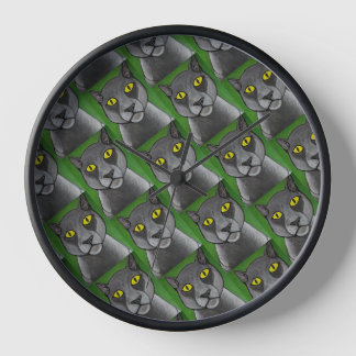 Reloj de pared gato gris