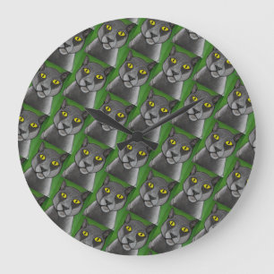 Reloj de pared gato gris