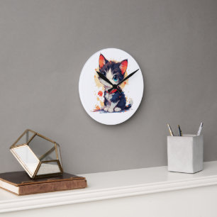 Reloj de pared gato Kawaii lindo para amantes de l