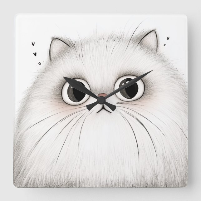Reloj de Pared Gato Persa de Ojos Grandes (Anverso)