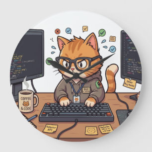 Reloj de pared gato real