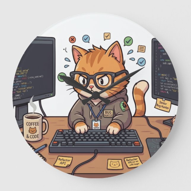 Reloj de pared gato real (Anverso)