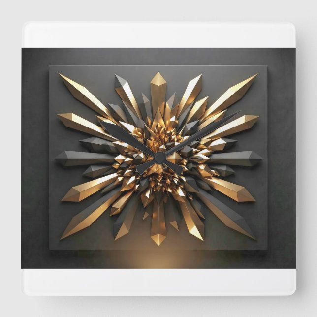 Reloj de pared geométrico 3D de cristal oscuro y o (Anverso)
