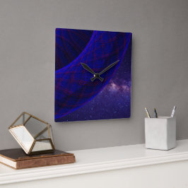 Reloj de pared geométrico cuadrado de donas azules