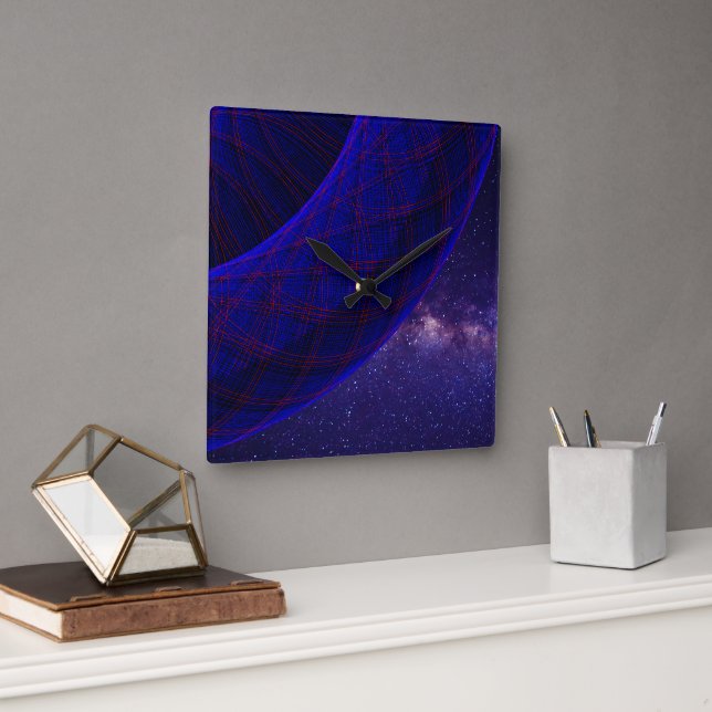 Reloj de pared geométrico cuadrado de donas azules (Oficina)
