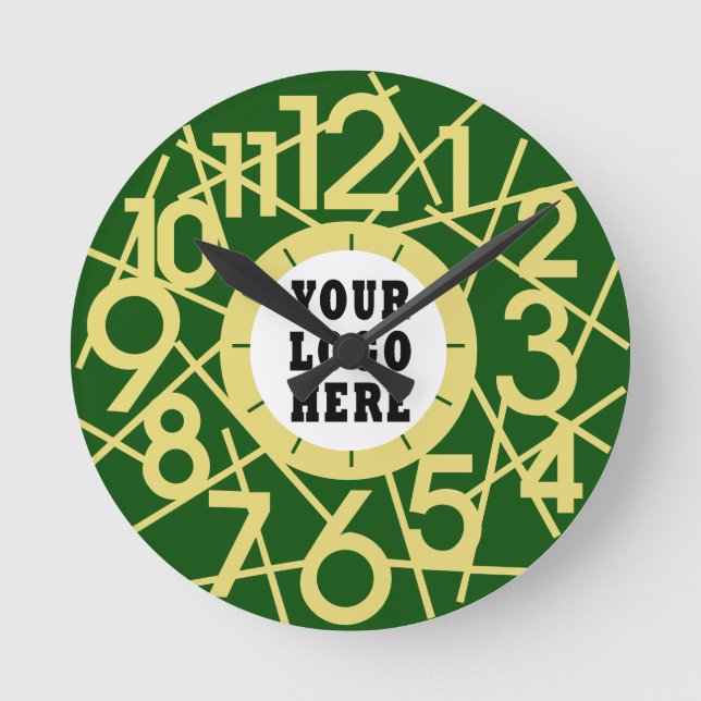 Reloj de pared geométrico de bosque verde personal (Anverso)
