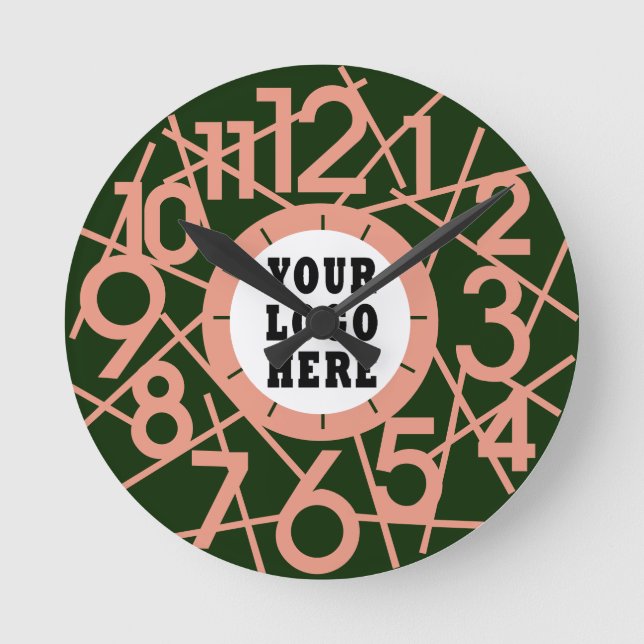Reloj de pared geométrico de bosque verde personal (Anverso)