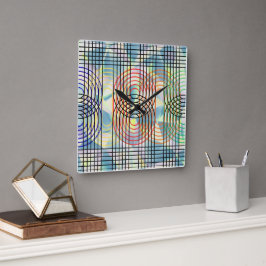 Reloj de pared geométrico de ciberpunk moderno