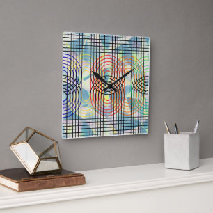 Reloj de pared geométrico de ciberpunk moderno