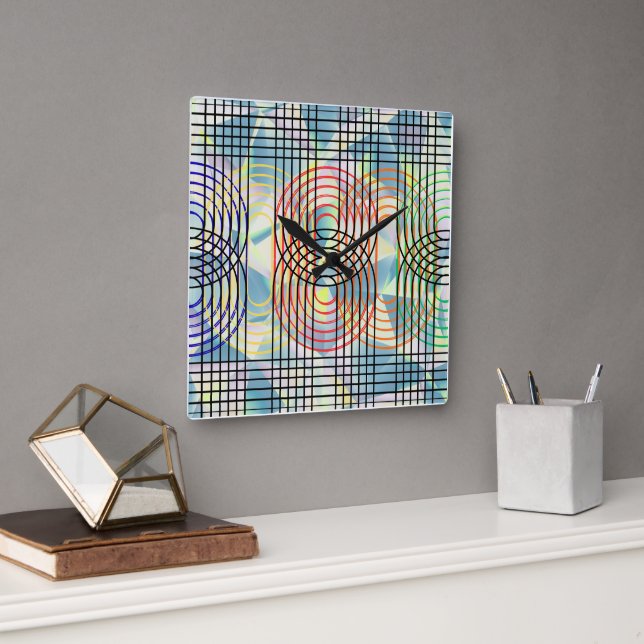 Reloj de pared geométrico de ciberpunk moderno (Oficina)
