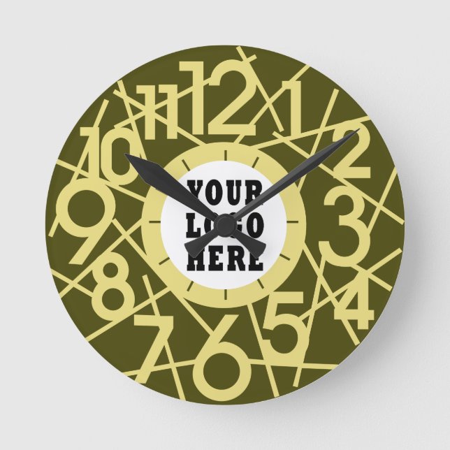 Reloj de pared geométrico de oro oliva personaliza (Anverso)